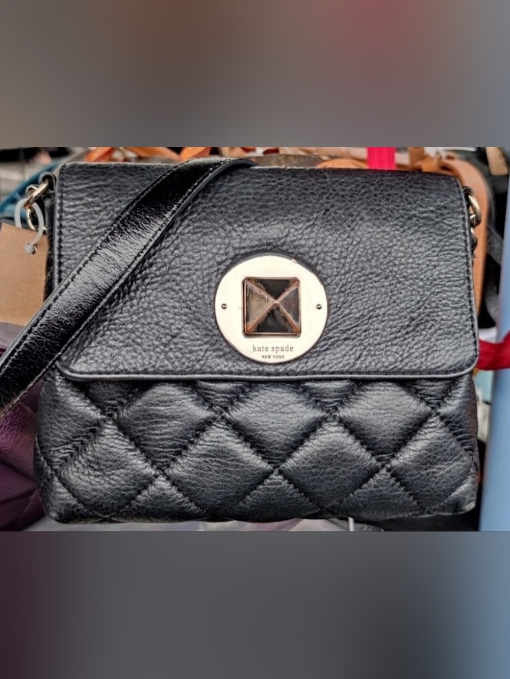 EUC kate spade Quilted Black Leather Crossbody Bag